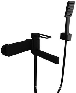 Смеситель для ванны/душа, выдвижной излив, душевой гарнитур в комплекте, цв. черный матовый, ZZ Iddis slide SLIBL00i02