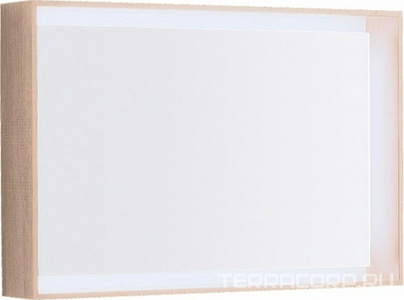 Зеркало 884х584х140мм, в раме, со светодиодной LED 12V / 29,5W подсветкой по контуру, (цв. светый дуб), крепёж в компл.,  ZZ Geberit Citterio 500.572.JI.1