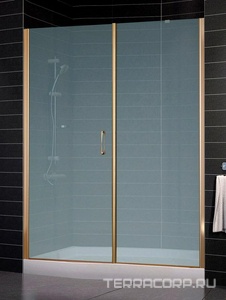 Дверь в нишу , 150x190 см, левая, распашная с неподвижным элементом, профиль бронза, стекло сатин ZZ Vegas Glass EP-F-2 EP-F-2 150 05 10 лев.