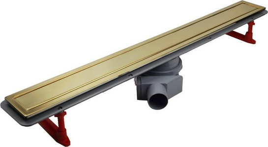 Дренажный канал 450хh71/117мм,готов компл,сифон d50 выход вбок 48л/мин,ножки, 2х сторон.решётка/полая под плитку(цв.золото 24К глянец)Prem Gold LineZZ Pestan Premium Gold Line 13100051