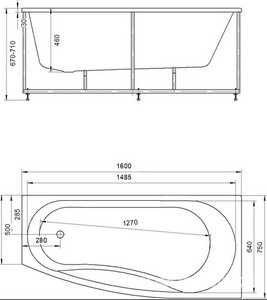 Акриловая ванна Акватек Пандора R, 160x75x46 см, правая, каркас, сифон и фронтальная панель в компл., ZZ Акватек оракул PAN160-0000039
