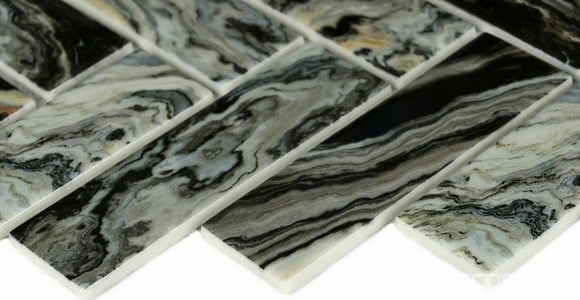 Мозаика Bonaparte Керамическая мозаика Hadar Black (4.5x30x98) 26,8x28,6 Черный 