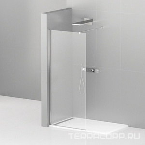 Душевая перегородка 900хh1950мм, правая/левая, (стекло прозрачное 8мм, поперечный, подрезаемый кронштейн 1200мм, фурнит. цв.хром),  ZZ Cezares Liberta LIBERTA-L-1-90-120-C-Cr