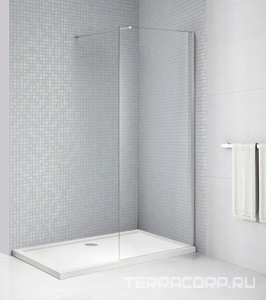 Душевая перегородка 900хh1950мм, правая/левая, (стекло прозрачное 8мм, поперечный, подрезаемый кронштейн 1200мм, фурнит. цв.хром),  ZZ Cezares Liberta LIBERTA-L-1-90-120-C-Cr