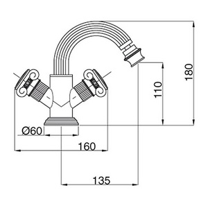 Смеситель для биде, с д/к, (цв.бронза, ручки круглые),  ZZ Cezares Olimp OLIMP-BS2-02-M