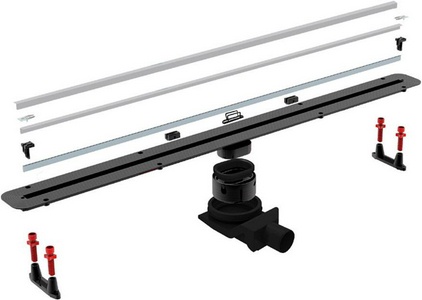 Дренажный канал 650хh82/120мм,готовый компл,сифон d50 выход вбок 48л/мин,ножки, ультратонкая дизайн-вставка (цв.мат.хром), Confluo Slim L ZZ Pestan Confluo Slim Line 13100033