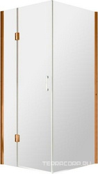 Душевое огражение AFP-fis LUX 120x120x1995 см, угловое квадратное,дверь распашная, левое, профиль бронза, стекло ретро, Покрытие BriteGuard , ZZ