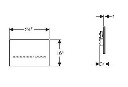 Клавиша двойного смыва бесконт, работа от сети 110-230В,(для монт.элем д/унит. арт.111.300.00.5, БЕЗ б/питан арт.115.861.00.1), (зерк/стек) ZZ Geberit Sigma 80 116.090.SM.1