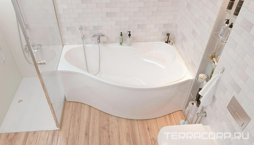 Акриловая ванна Marka One  R 170 см, ассиметричная, правая, БЕЗ каркаса, панели, слива, ZZ 1Marka Gracia 01гр1710п
