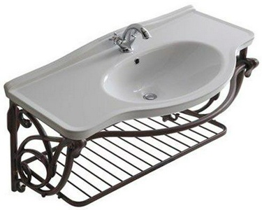 Структура подвесная для раковины 110см, с полотенцедержателем и полкой-решёткой (металл цв. алюминий античный), крепёж в компл.,  ZZ Galassia Ethos 8449