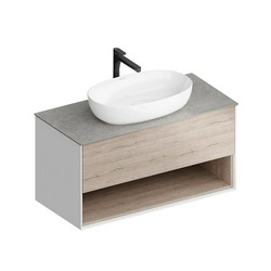 Тумба PLAZA Modern, подвесная 100 см, 1 выдвижной ящик и открытая полка, цв.дуб Орегон XX