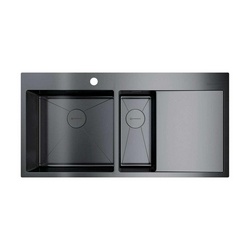 Мойка кухонная Omoikiri Akisame 100-2-GM-L вороненая сталь| 51x100x20