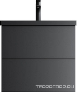 Тумба под раковину , подвесная, 60 см, 2 ящика push-to-open, цвет черный матовый, ZZ AMPM Gem M90FHX06022BM