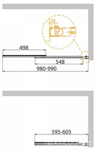 Штора на ванну, 2-х секц., раздвижная, (правая/левая), 1000хh1500мм, (проф. хром, стекло 5мм прозрачное),  ZZ Cezares Slider SLIDER-VF-11-100/150-C-Cr