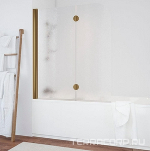 Шторка на ванну 120*140 см, левая, профиль бронза, стекло шиншилла ZZ Vegas Glass E2V E2V 0120 05 02