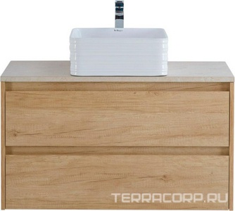 База под раковину подвесная с двумя выкатными ящиками, 910х460хh515мм, без раковины, (цв.Rovere Nebrasca Naturtre),  ZZ BelBagno Kraft KRAFT-900-2C-SO-RNN