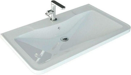 Раковина накладная (мебельная) 90x45х15 см, 1 отверст. под см-ль, искуств.мрамор, цв. белый, ZZ Style Line Атлантика СС-00002204