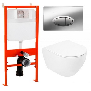 Комплект: унитаз подвесной безободковый, сиденье с микролифтом, инсталляция для подв.унитаза, крепёж, клавиша смыва цв.хром,BelBagno+Cezares Stylus ZZ BelBagno Универсал CZR-513-TH-R/CZR2316SC/BB026/BB051CR