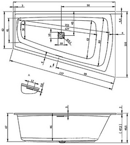 Ванна 170х110см, (левая), без ножек/рамы, панелей, слива-перелива, (акрил цв.белый), Still Smart ZZ Riho still smart B102001005