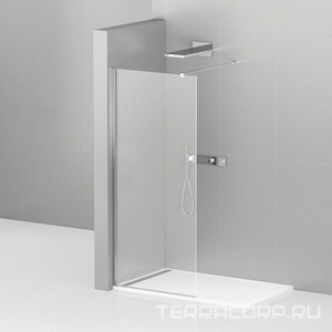 Душевая перегородка 1050хh1950мм, правая/левая, (стекло прозрачное 8мм, поперечный укорачиваемый кронштейн 1200мм, фурнит. цв.хром),  ZZ Cezares Liberta LIBERTA-L-1-105-120-C-Cr