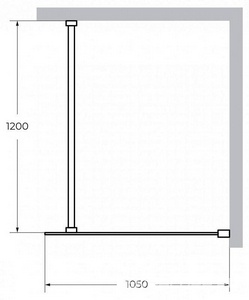 Душевая перегородка 1050хh1950мм, правая/левая, (стекло прозрачное 8мм, поперечный укорачиваемый кронштейн 1200мм, фурнит. цв.хром),  ZZ Cezares Liberta LIBERTA-L-1-105-120-C-Cr
