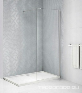 Душевая перегородка 1050хh1950мм, правая/левая, (стекло прозрачное 8мм, поперечный укорачиваемый кронштейн 1200мм, фурнит. цв.хром),  ZZ Cezares Liberta LIBERTA-L-1-105-120-C-Cr