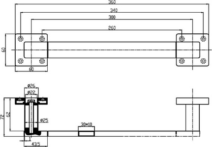 Поручень для ванны, настенный, 300мм, (цв.хром),  ZZ Villeroy & Boch Elements – Striking TVA15202200061