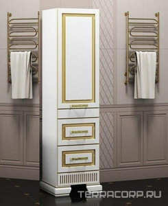 Пенал  напольный 488*1800*399 мм, левый, цвет белый/золотая патина ZZ Opadiris Оникс Z0000005741