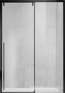 Дверь для душа, в нишу 1300хh1950мм, раздвижн., 1 дверь, 1 неподв.секц, правая/левая, (стек.прозрачн. 8мм Easy Clean, фурн.цв.черный матов),  ZZ Vincea Lugano VDS-1L130CLB-1