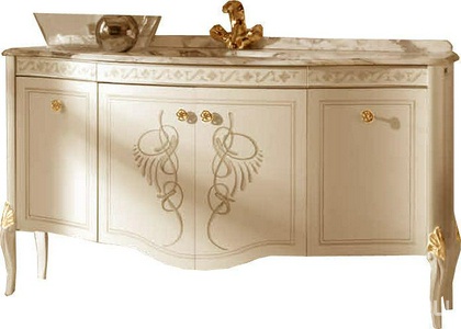 Шкаф дополн. для тумбы под раковину, 35,2х47см, гнутая распшн. дверь, петли слева, с внутр. ткан. обивкой, ручки цв. золото,  ZZ Labor Legno Hermitage HEBL OROV SX