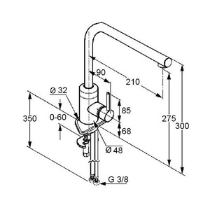 Смеситель для кухни, однорычажный, без донного клапана, гибк.подв., хром XX Kludi L-INE 428140577