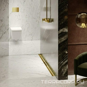 Профиль д/дренажа душа, 900х55мм, укорачив.,монтаж на плиточн.клей над бетон.стяжкой,БЕЗ сифона арт.673002,(цв.сатин,позолоченный),Тесе ZZ Tece Tecedrainprofile 670902