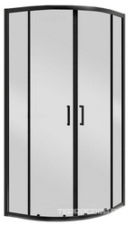 Душевой уголок 900х900хh1950мм, 1/4 круга, R550мм, (стекло прозрачн.5мм, фурн.цв.черный матовый), Uno-195 ZZ