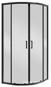 Душевой уголок 900х900хh1950мм, 1/4 круга, R550мм, (стекло прозрачн.5мм, фурн.цв.черный матовый),  ZZ BelBagno Uno-195 UNO-195-R-2-90-C-NERO