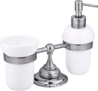 Стакан и дозатор настольный керамические, (цв.хром),  ZZ Cezares Aphrodite APHRODITE-TDTP-01