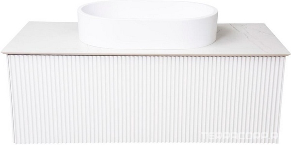 Столешница 1021х470хh10мм, для тумбы 1000мм, с отверстиями для смесителя и сифона, (Granite Gray Structural, цв.белый), La Fenice  ZZ La Fenice Terra FNC-VS01-TER-100