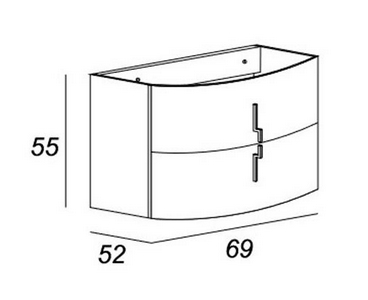 База под раковину подвесная с двумя выдвижными ящиками 69x52x55см, (цв.Bianco Lucido),  ZZ Cezares Sting 54657