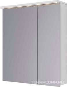 Зеркало-шкаф   70х80 см 2-х дверный, с козырьком-подсветкой, с розеткой, ца. белый, ZZ Lemark ZENON LM70ZS-Z