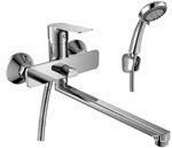 Смеситель для ванны/душа, длинный излив 350 мм, с установочным комплектом и аксессуарами, хром Rossinka RS27 RS27-33