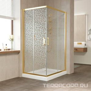 Душевое ограждение , 1200x1100x1900 мм,  профиль золото, стекло фея, БЕЗ поддона ZZ Vegas Glass ZA-F ZA-F 120*110 09 R03