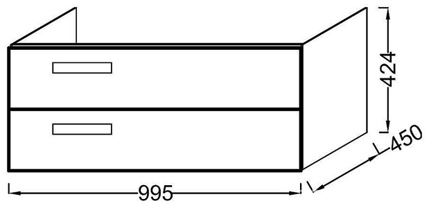 Тумба подвесная ,100*45 см, с 2 выдвижными ящиками, без раковины-столешницы (арт.EXN112-Z-00), арлингтонгский дуб XX Jacob Delafon Rythmik EB1304-E70