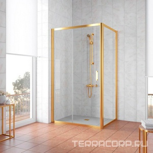 Душевое ограждение , 120x80x1900 мм, профиль золото, стекло прозрачное, БЕЗ поддона ZZ Vegas Glass ZP+ZPV ZP+ZPV 120*80 09 01