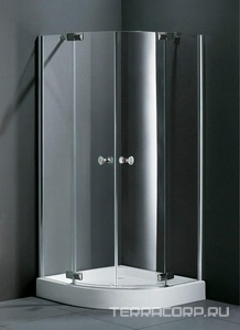 Душ. уголок 900х900хh1950мм, 1/4 круга, R550мм, 2 расп.двери, вход 730мм, с 2-мя неподв.сегм., (стекло прозр., 6мм, фурн/хром),  ZZ Cezares Electra ELECTRA-R-2-90-C-Cr