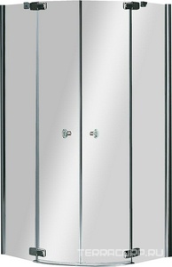 Душ. уголок 900х900хh1950мм, 1/4 круга, R550мм, 2 расп.двери, вход 730мм, с 2-мя неподв.сегм., (стекло прозр., 6мм, фурн/хром),  ZZ Cezares Electra ELECTRA-R-2-90-C-Cr