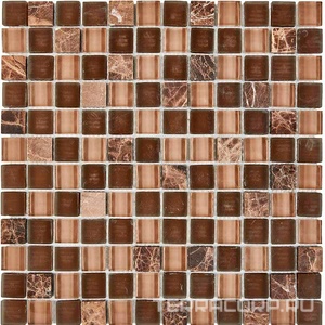 Мозаика Мастера Керамики Glass 723 из мрамора и стекла (чип 23x23) 30х30 n/a 