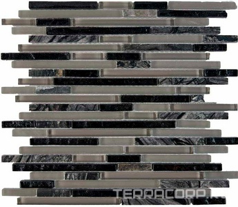 Мозаика Мастера Керамики Glass 727 из мрамора и стекла (чипы 10x48/98/148) 28,6х30 n/a 