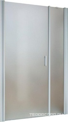 Дверь в нишу EP-F-2, 1020-1070x1890 мм, ЛЕВАЯ,  распашная с неподвижным элементом, матовый хром, стекло сатин, покрытие BriteGuard ZZ