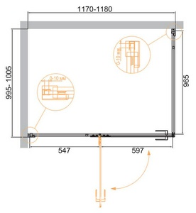 Душ.уголок 1200х1000хh1970мм, прямоуг., распашная дверь с неподв.сегм. и бок.стенкой, Прав/Левый, (стекло прозр.8мм, проф.цв.черный),  ZZ Cezares Bellagio BELLAGIO-AH-1-120/100-C-NERO