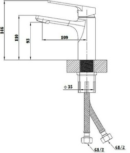 Смеситель для раковины, без донного клапана, цв.черный матовый ESKO Singapore SB26
