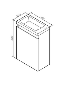 Тумба подвесная , 45 см, ЛЕВАЯ, БЕЗ РАКОВИНЫ, 42.5x24.8x58 см, цв. белый глянец, ZZ AMPM X-Joy M85AFHX0451WG